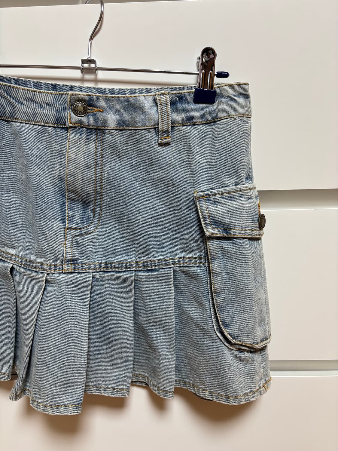 로우라이즈 데님 미니 스커트 핸드메이드워싱워크 상품이미지3