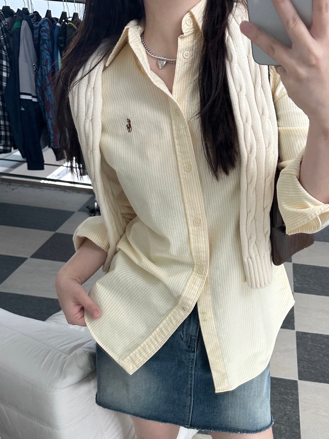 폴로 랄프로렌 옐로우 스트라이프 옥스포드 셔츠   상품이미지2