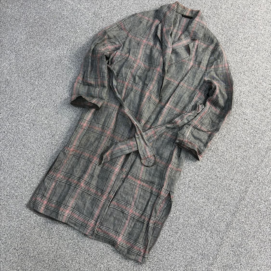 42 시슬리 여성 체크 롱 자켓 가디건 0413J 상품이미지1