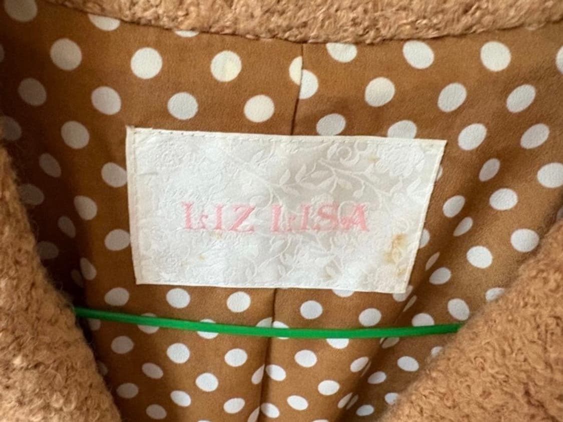 리즈리사 도트 리본 브라운 코트 자켓 카멜 모리 라떼갸루 엑시즈팜 상품이미지3