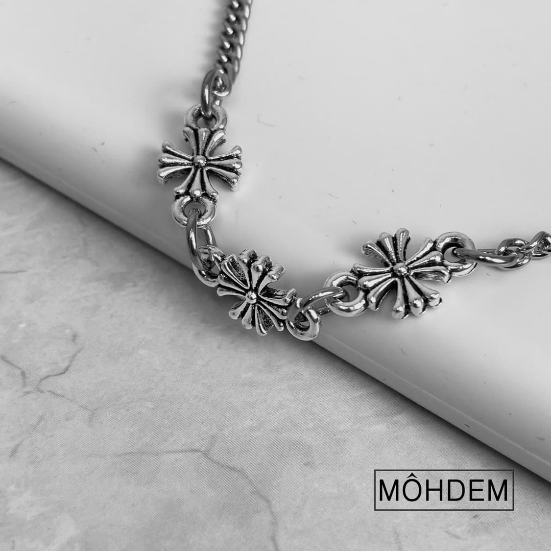 [Unisex] 크로스3 실버 크롬 체인팔찌 상품이미지2