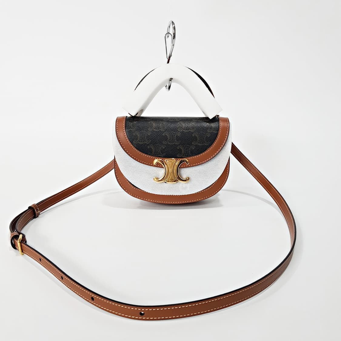 새상품! 셀린느 미니 클레아 베사체 트리오페 캔버스 탠 탑핸들  상품이미지1