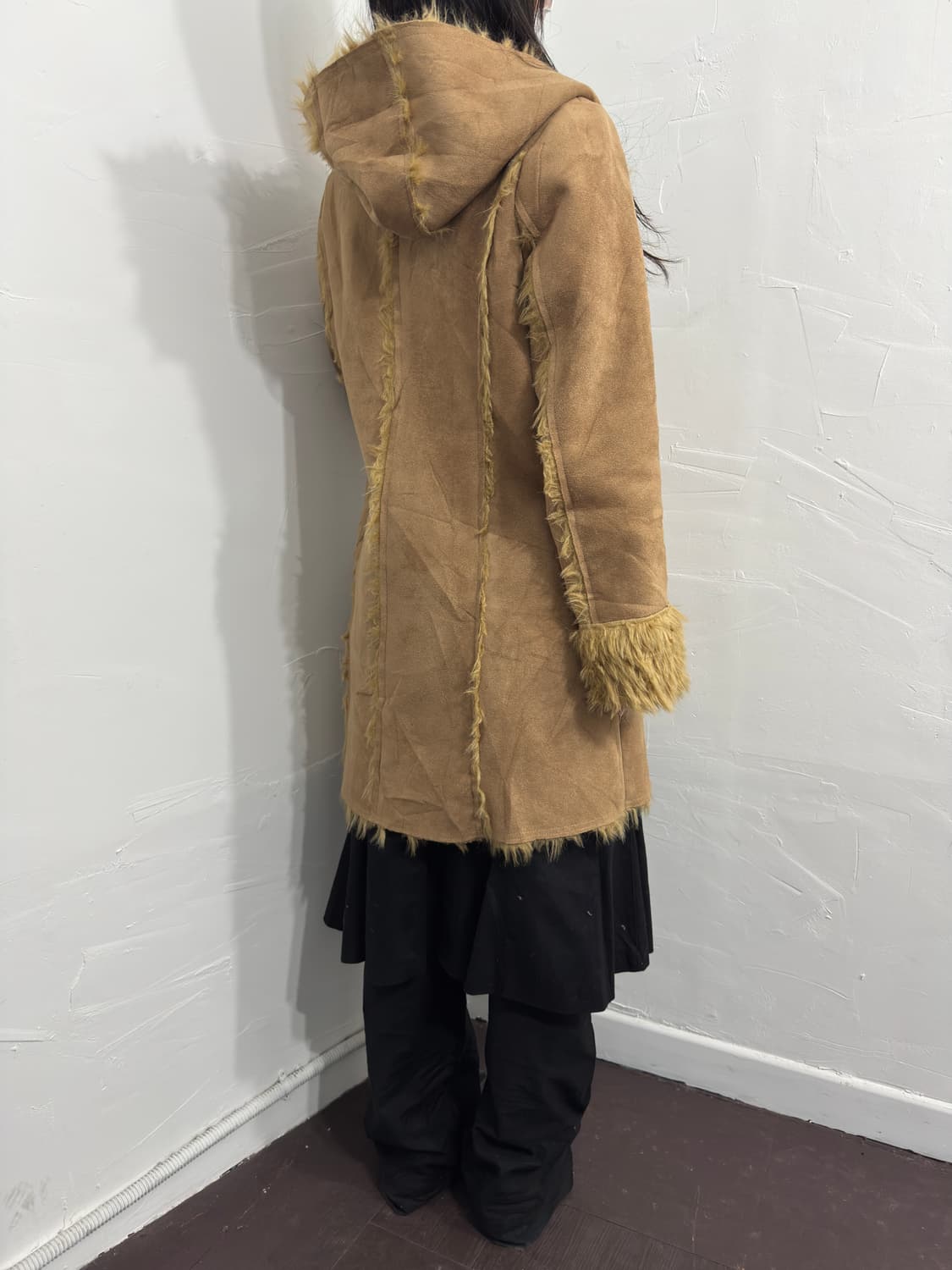 royal party fur detail suede hood coat 상품이미지8