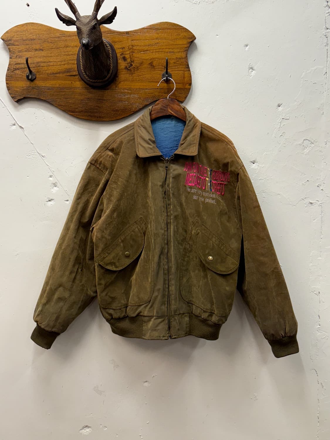 L) Reversible Vintage Zip Bomber Jacket 상품이미지1