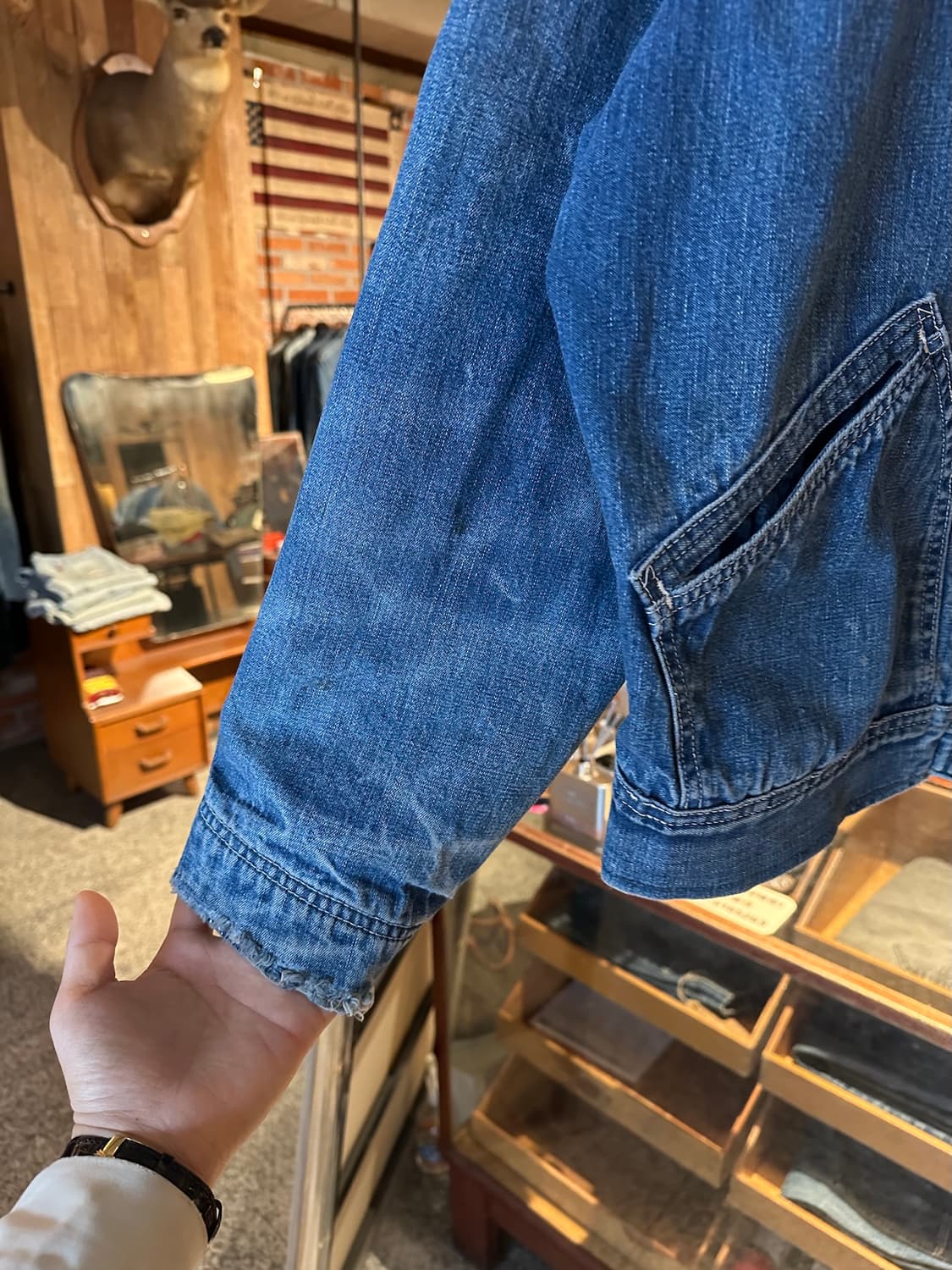 70s USA LEE 빈티지 리 191-LB 데님 워크 자켓 상품이미지5