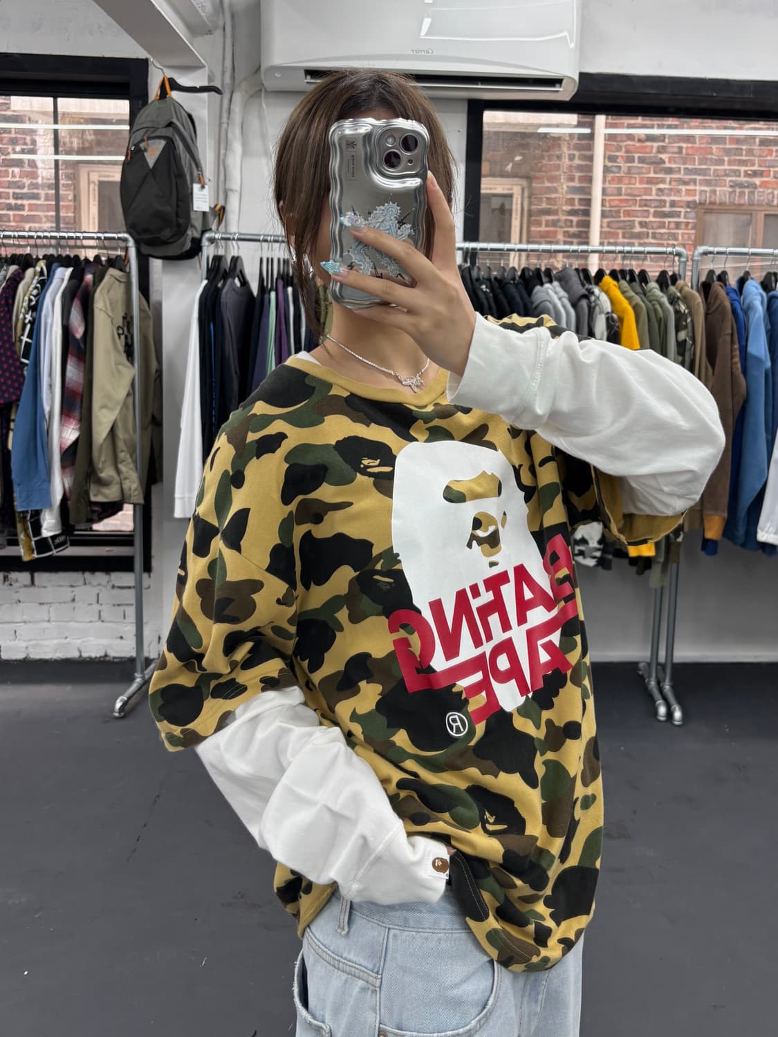 베이프 황계 빅사루 레이어드 롱슬리브  상품이미지2
