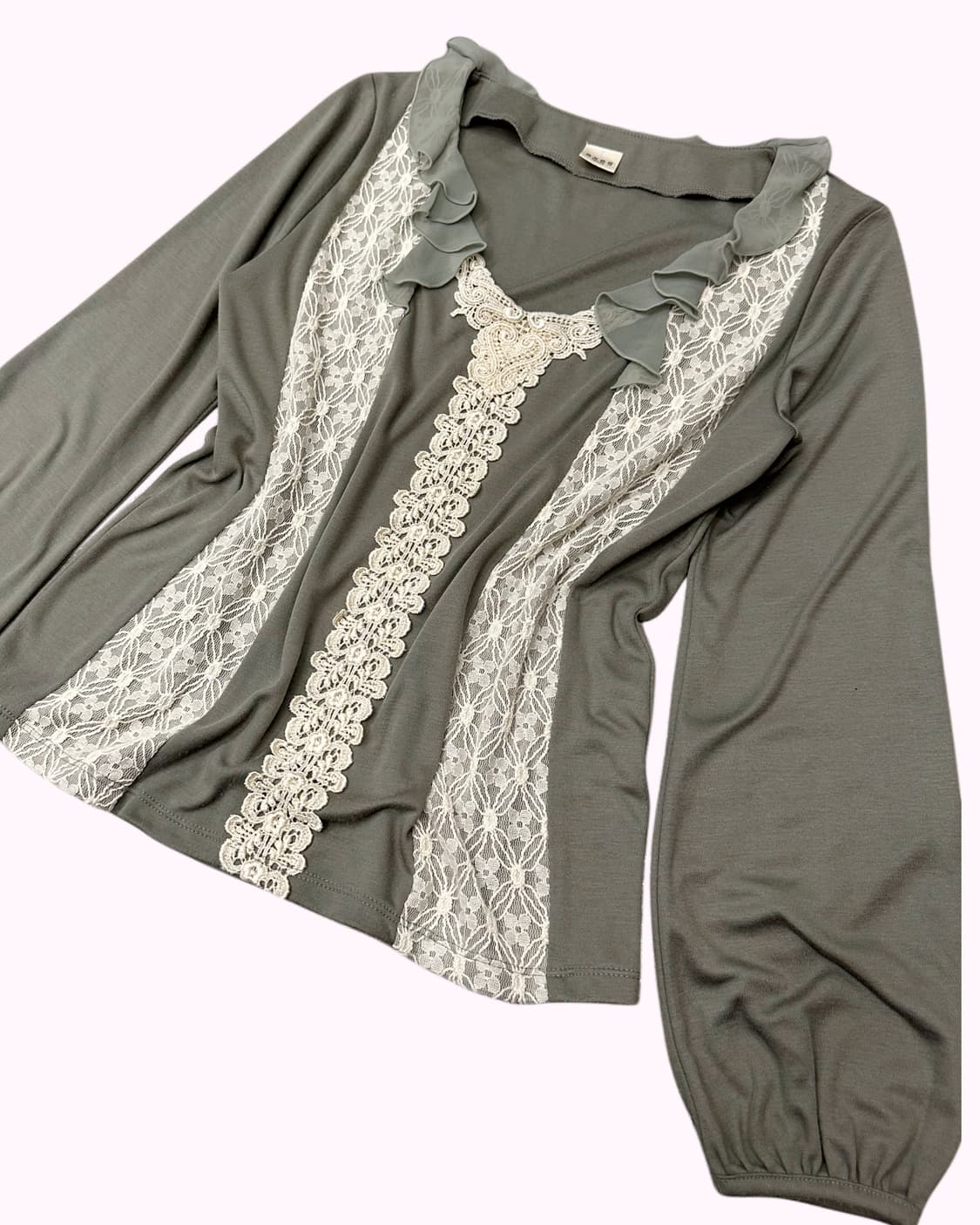 green lace frill t-shirt 상품이미지3
