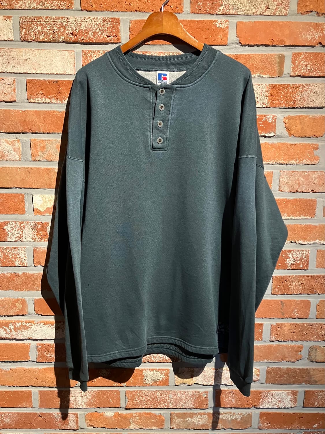 90s USA 빈티지 러셀 헨리넥 스웻 셔츠 맨투맨 상품이미지2