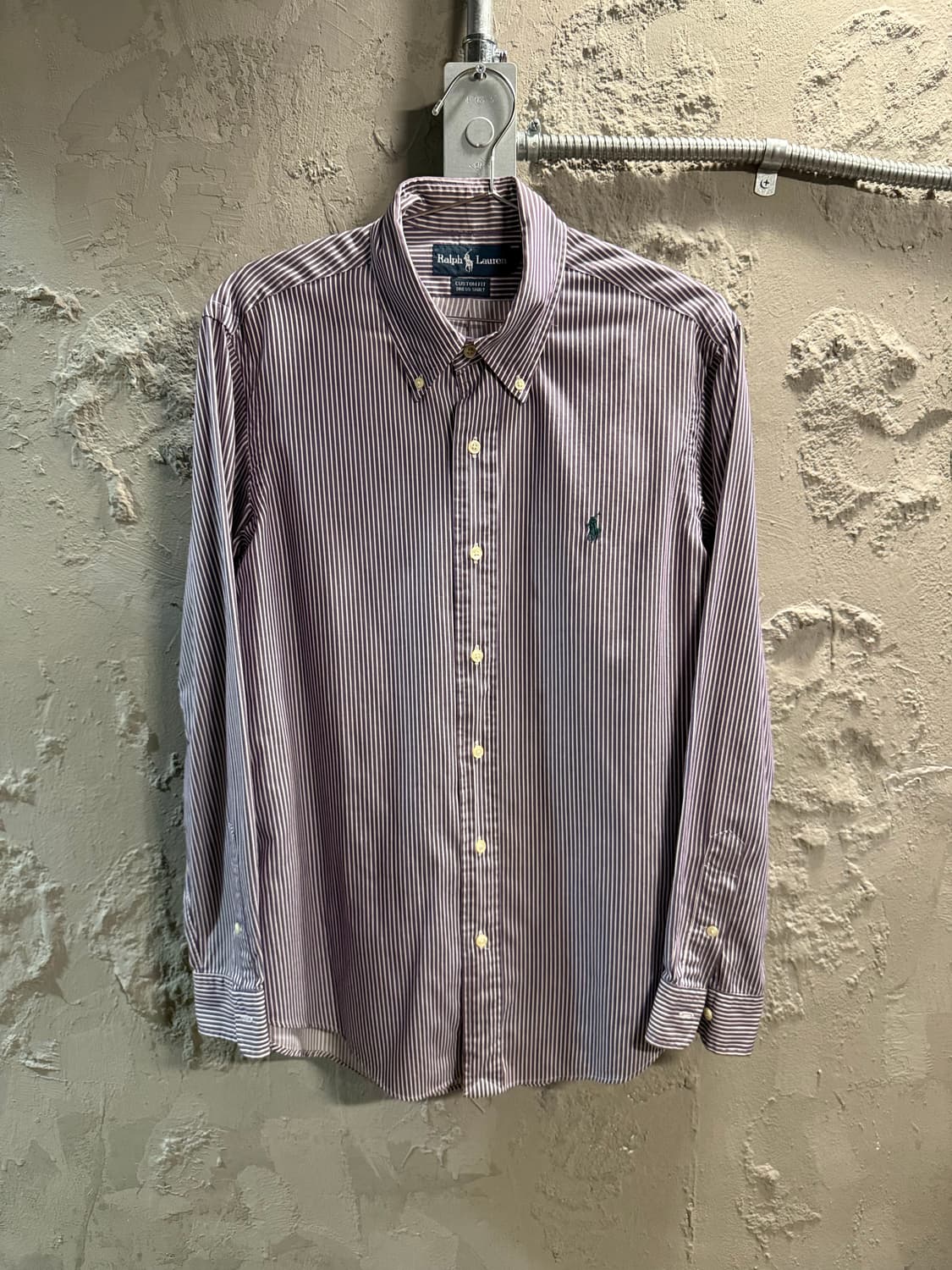 폴로 랄프로렌 POLO 커스텀핏 드레스 셔츠 퍼플 스트라이프 L 상품이미지1