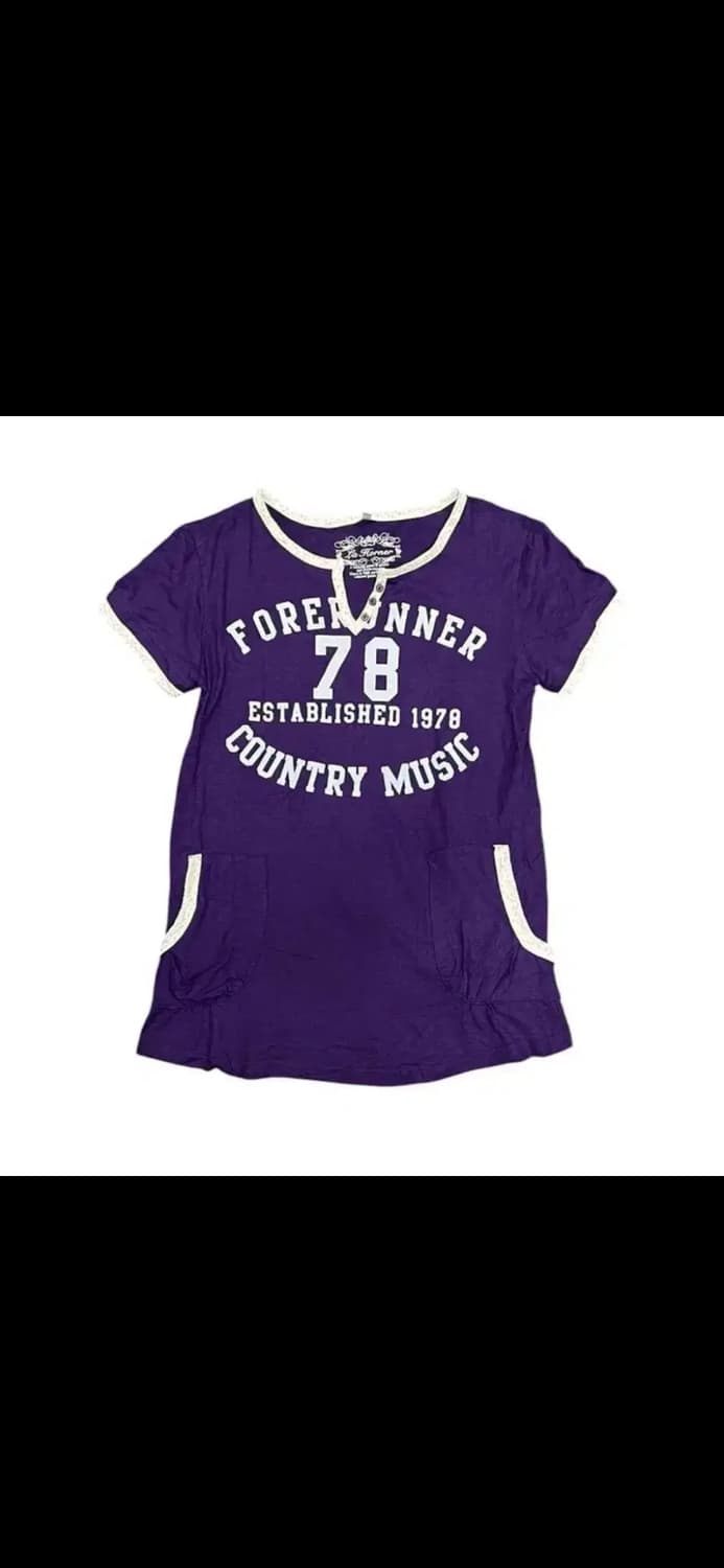 T131 빈티지 JPN 퍼플 헨리넥 반팔티 M 상품이미지1