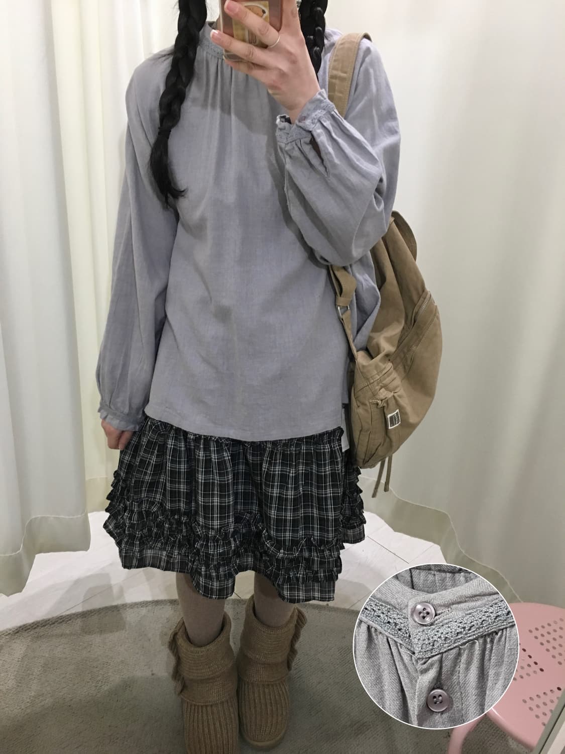 mute sky button blouse 상품이미지1