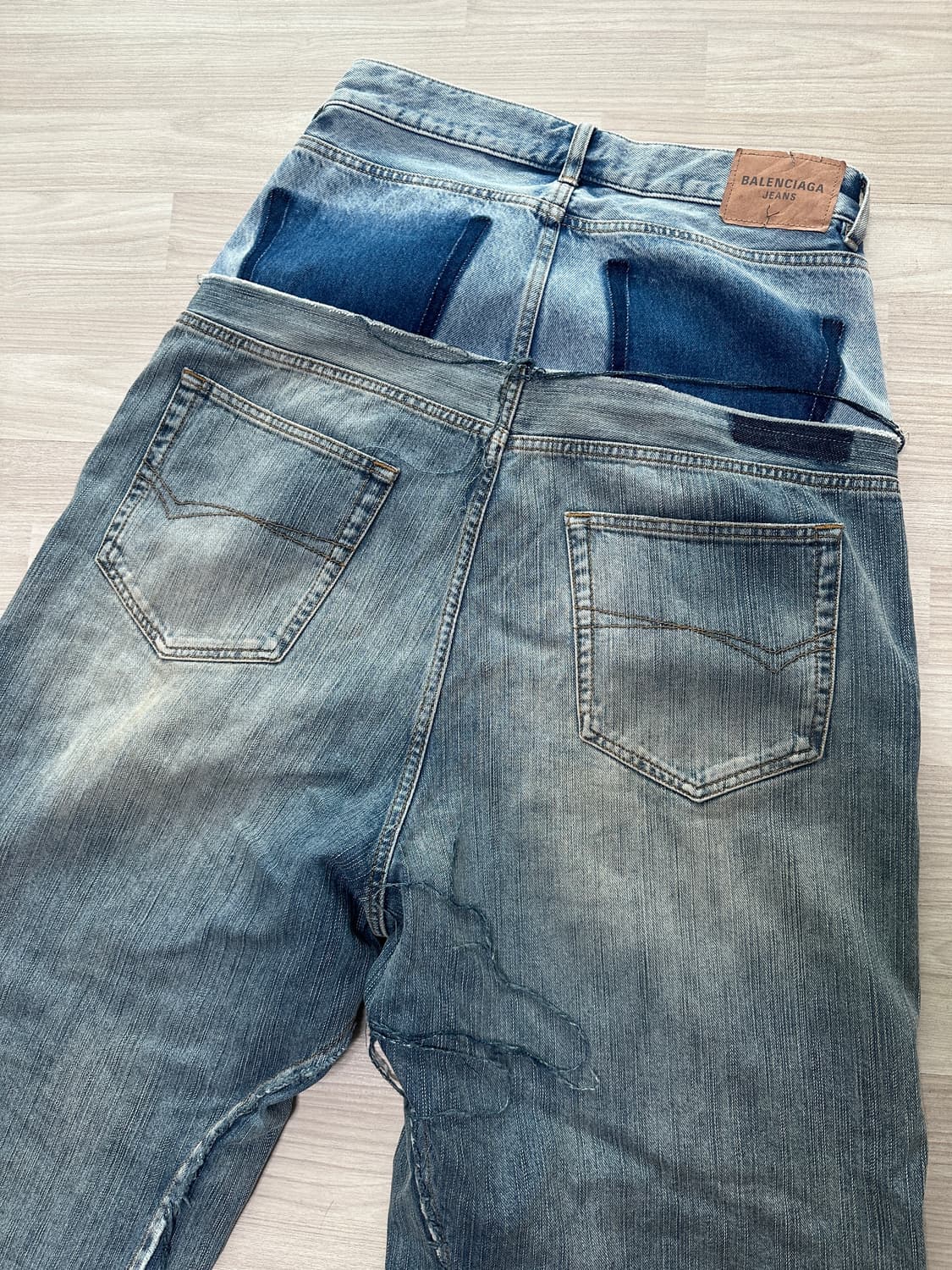 [xs] 발렌시아가 컷업 배기 데님 팬츠 블루 상품이미지3