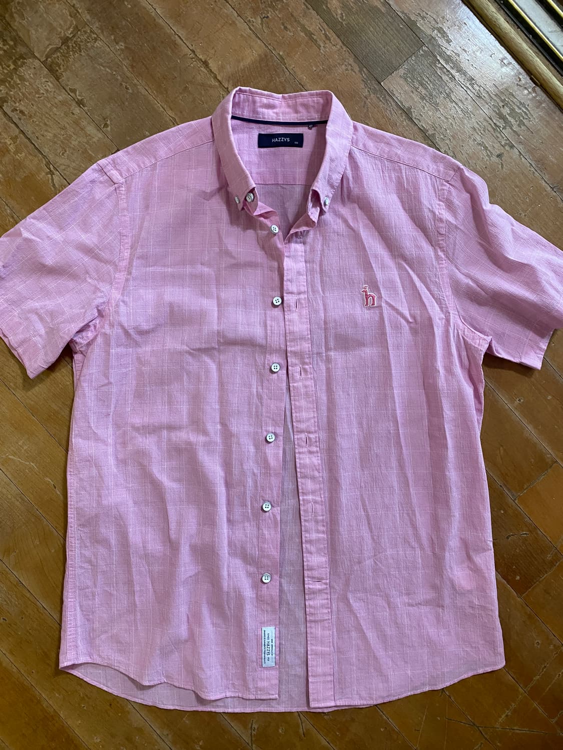 헤지스 린넨 체크 반팔 셔츠 100 상품이미지1