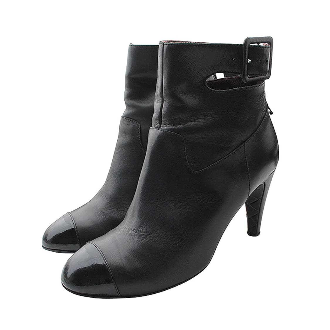 샤넬 블랙 캡토 컷팅 앵클부츠 36반 상품이미지1