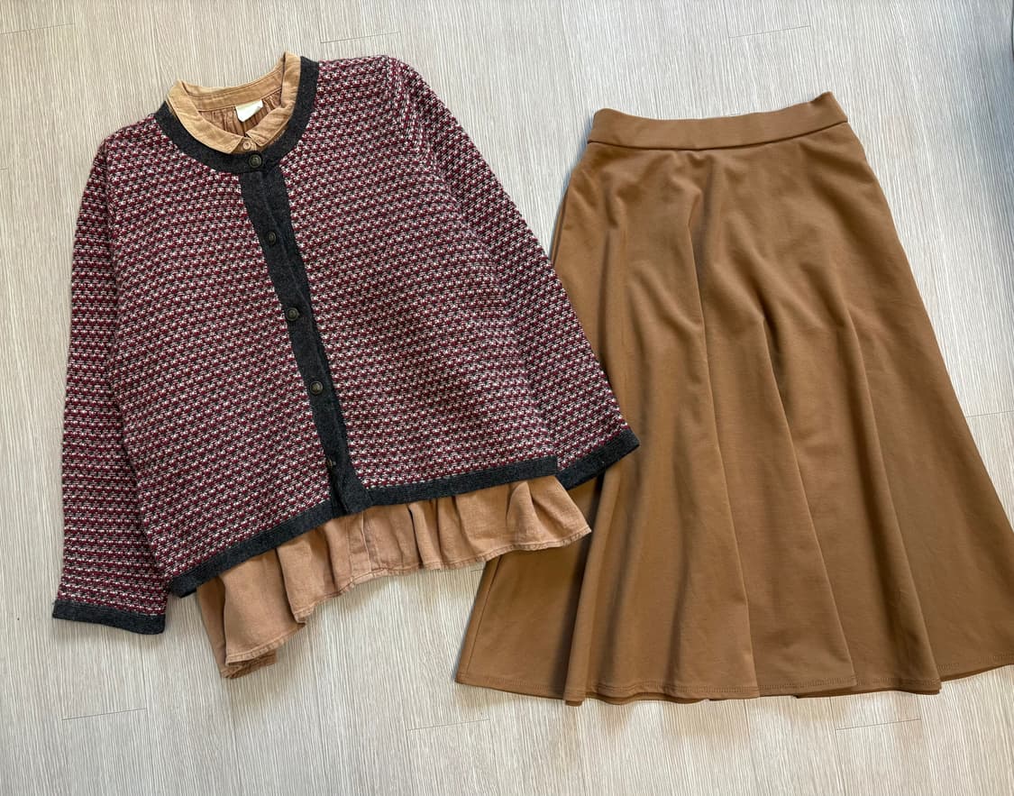 사만사모스 셔츠+가디건+gu치마 상품이미지1