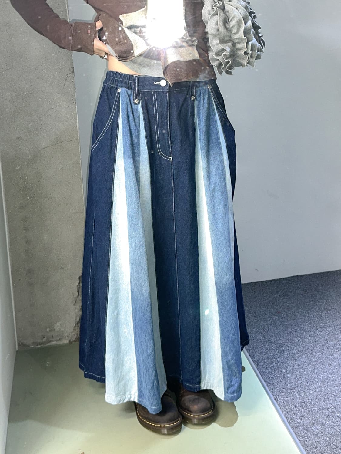 denim 3-tone maxi skirt 상품이미지5