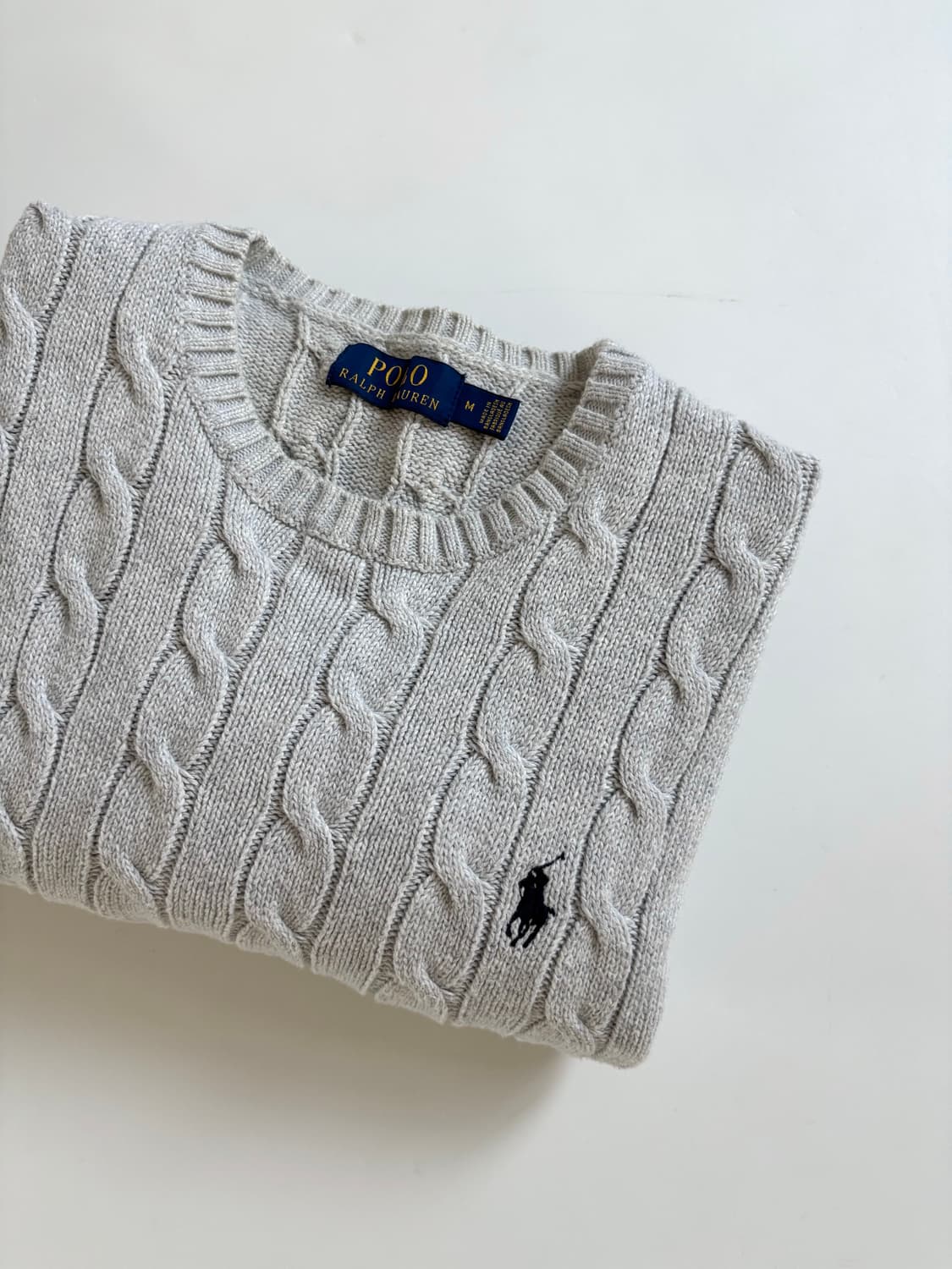 Polo 폴로 랄프로렌 신형 라이트그레이컬러 코튼 케이블 니트 상품이미지1