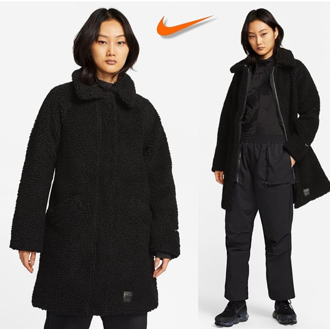 NIKE 22FW 나이키 세르파 후리스 롱 자켓 / 여 85 블랙 상품이미지1