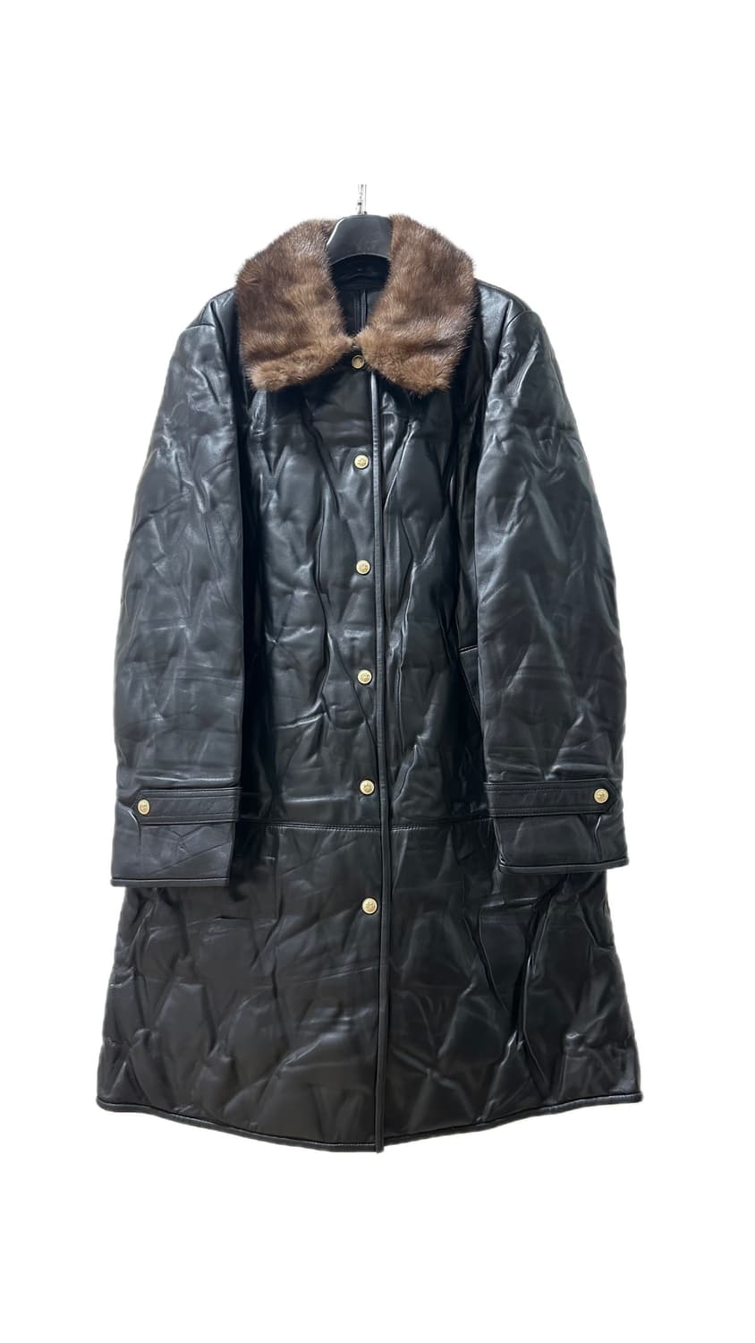 (새상품) 밍크 카라 구스 퀼팅 양가죽 롱 코트 상품이미지2