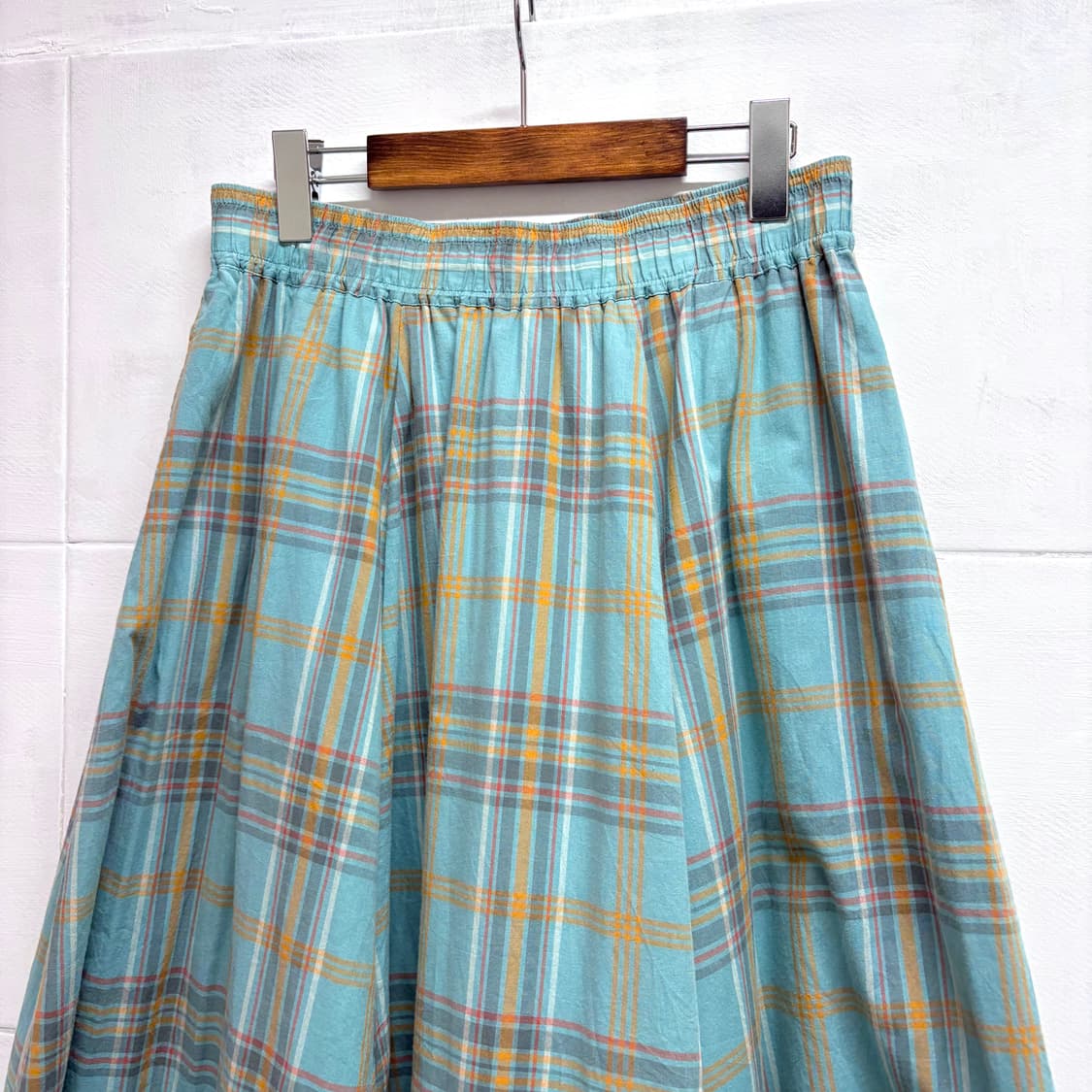 민트 코튼 체크 모리걸 키치 롱 스커트 L JPN 상품이미지2