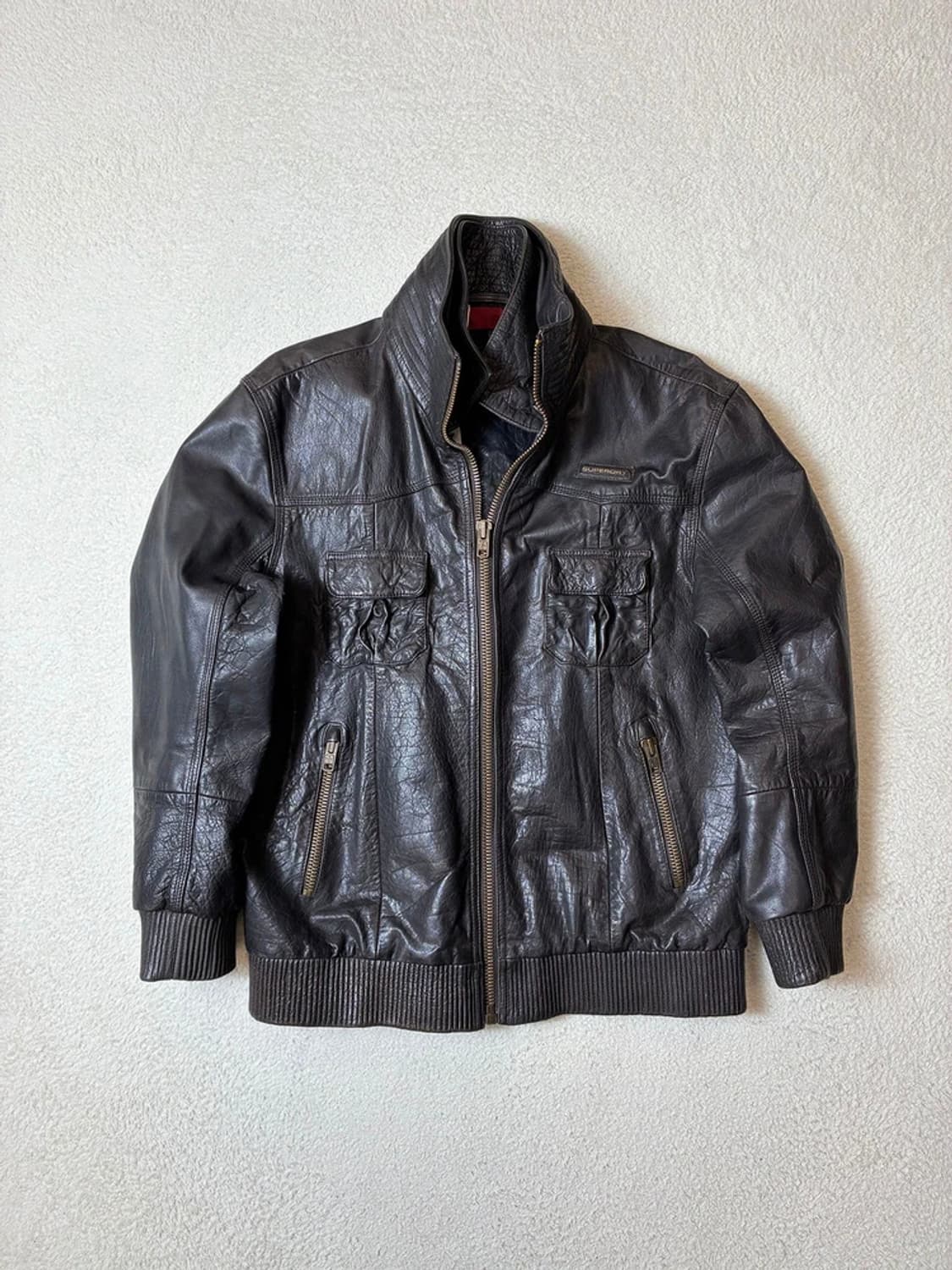 슈퍼드라이 13ss 유틸리티 소가죽 항공 자켓 PN6644 상품이미지1