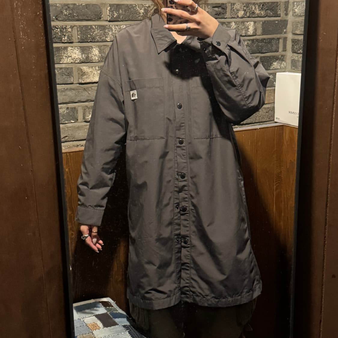 S) 노스페이스 그레이 롱 바람막이 점퍼 자켓 상품이미지10