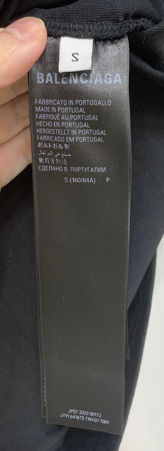 [S]발렌시아가 개퍼 반팔 티셔츠 라지 핏 블랙 테이프 상품이미지8