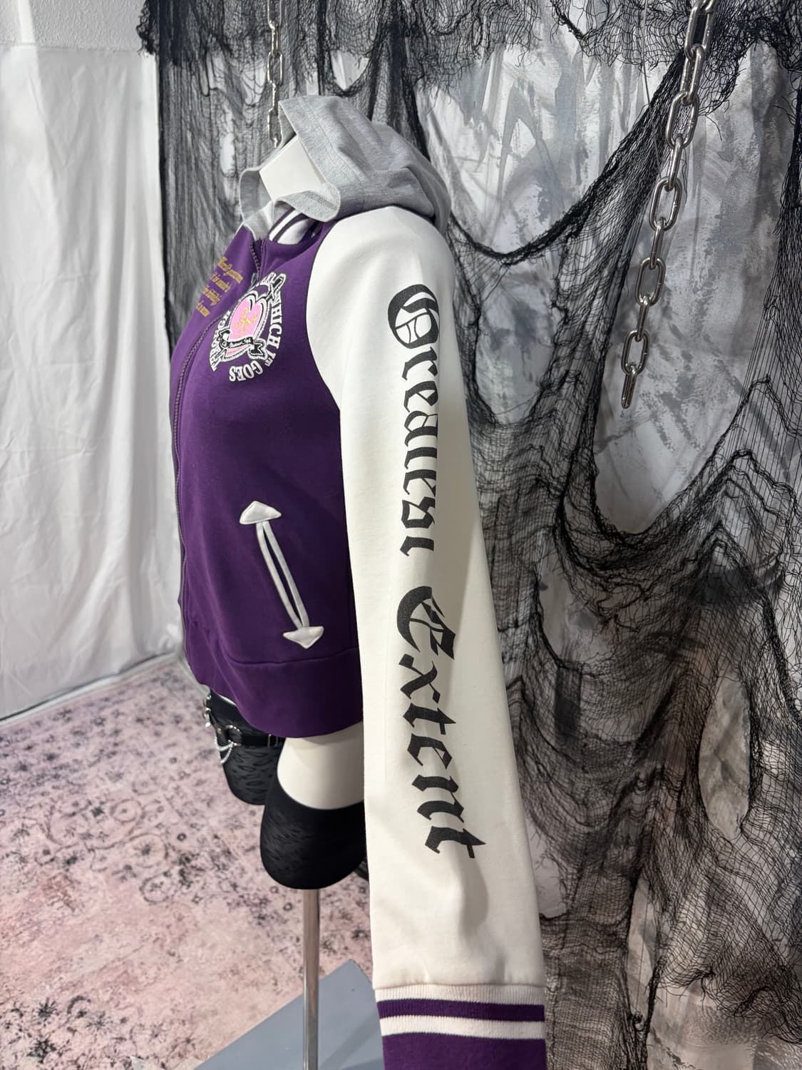 Y2K Kitsch lettering violethoodie zip up 상품이미지8