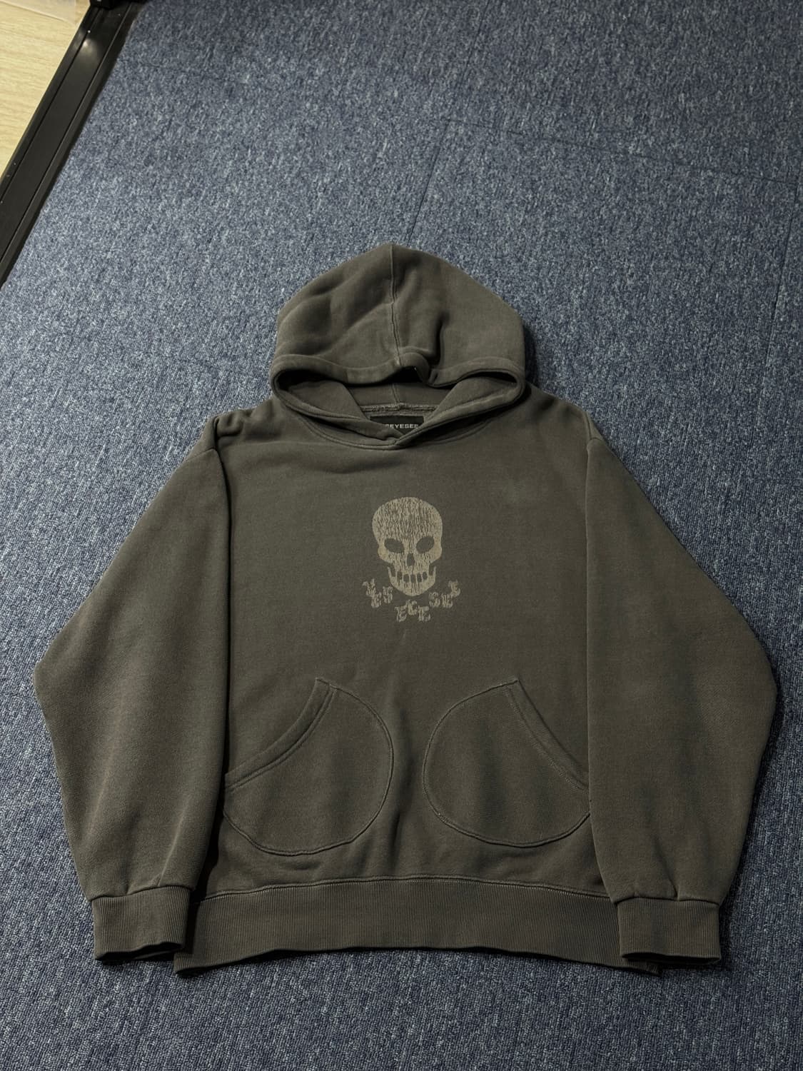 [XL] 예스아이씨 스컬 피그먼트 후드 차콜 상품이미지3