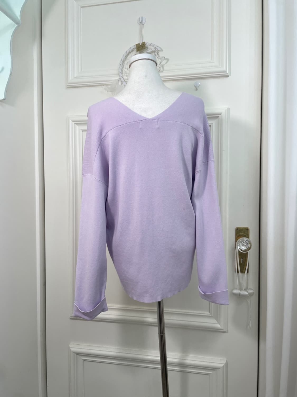 lavender v-neck basic knit top 상품이미지3