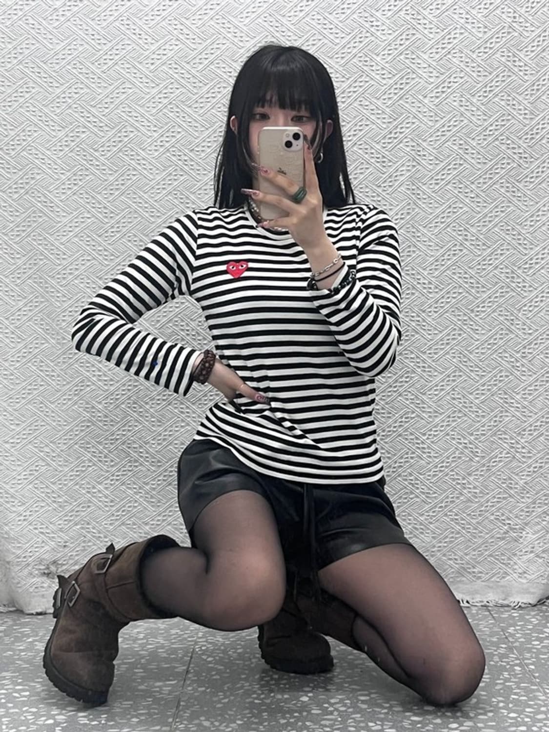 꼼데가르송 키치 하트와펜 스트라이프 긴팔티 M C11855 상품이미지2