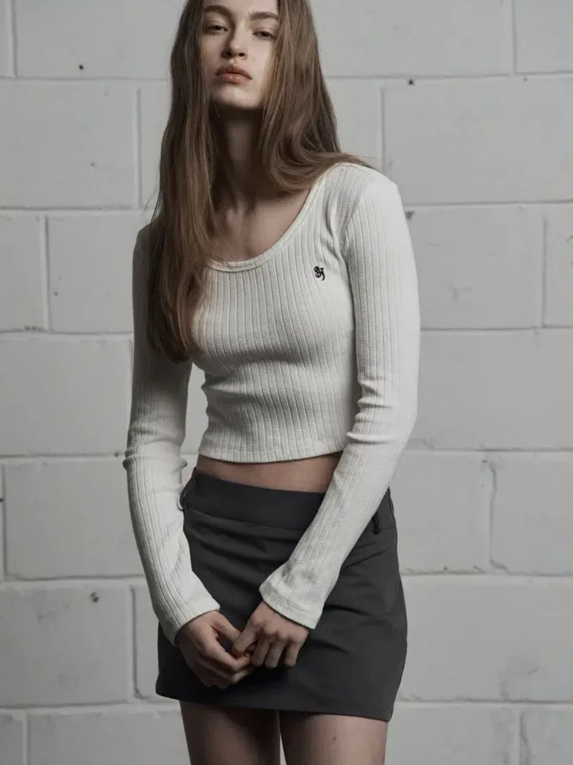 시너진 SYNERJYN Wool Rib Long Sleeve White 상품이미지1