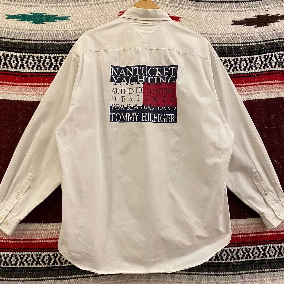 90s USA 타미힐피거 빅로고 주머니 코튼셔츠 상품이미지5
