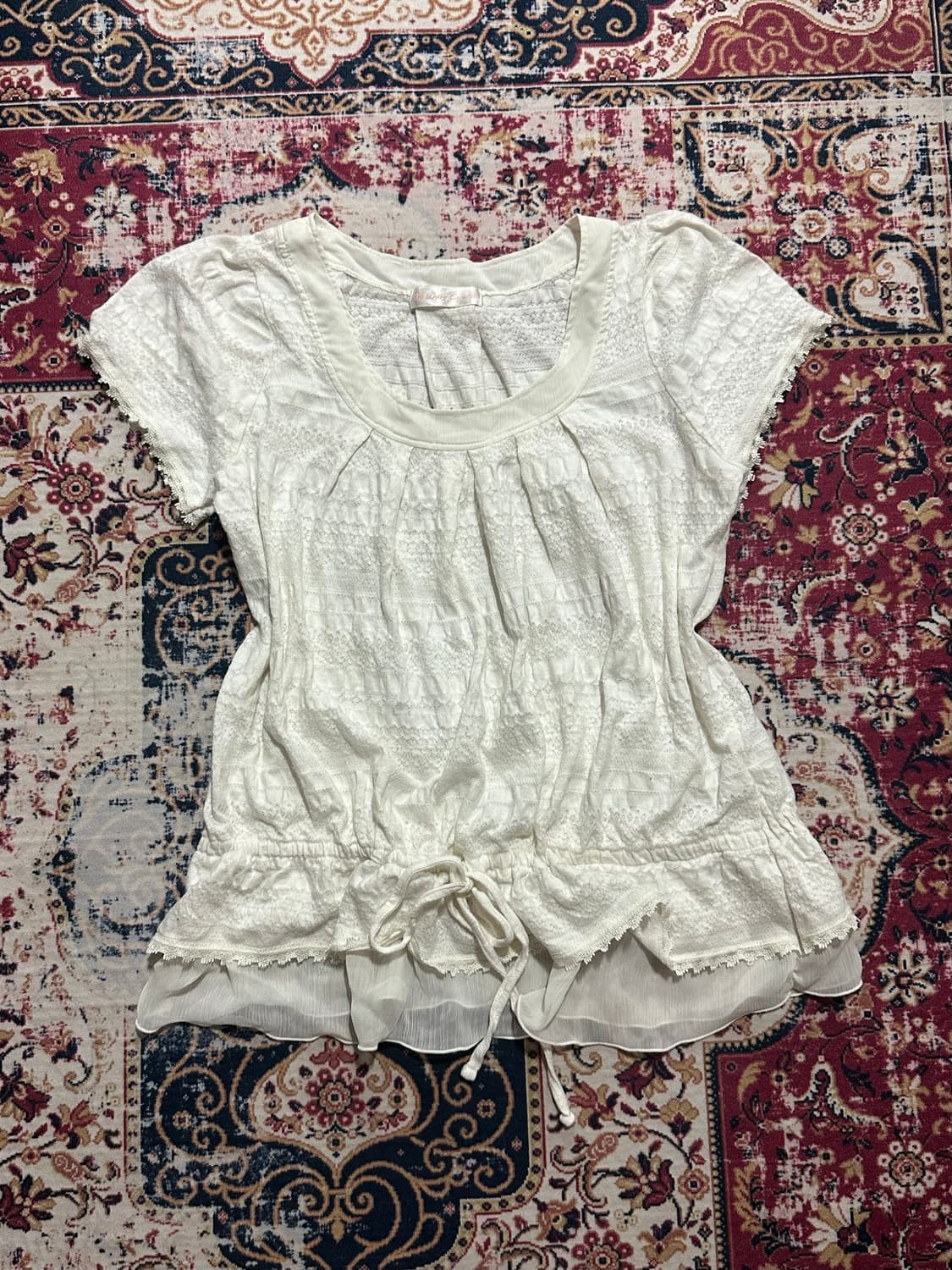 모리 레이스 스트랩 탑 패치 롱 스커트 코디 상품이미지2