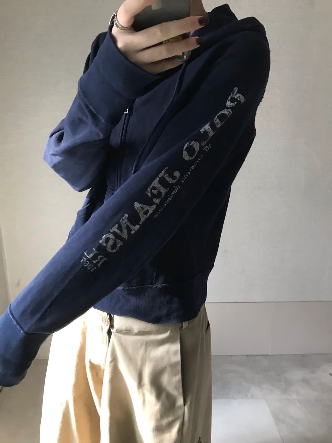 폴로 네이비 사이드 로고 후드집업 상품이미지5