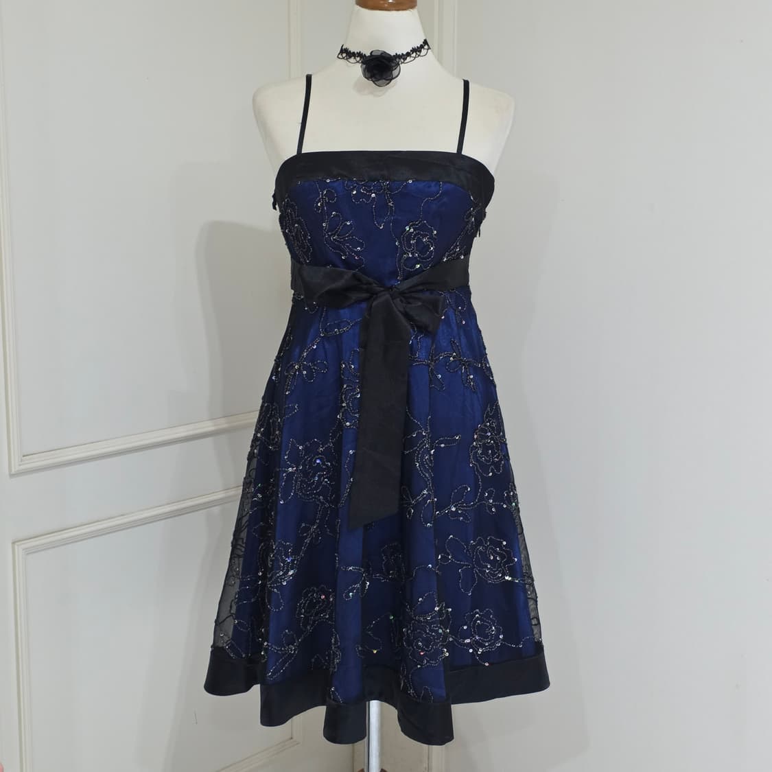 일본빈티지)파티걸 오네갸루st 보헤미안서브컬쳐 댄스연말핀터깔 블루드레스 상품이미지3