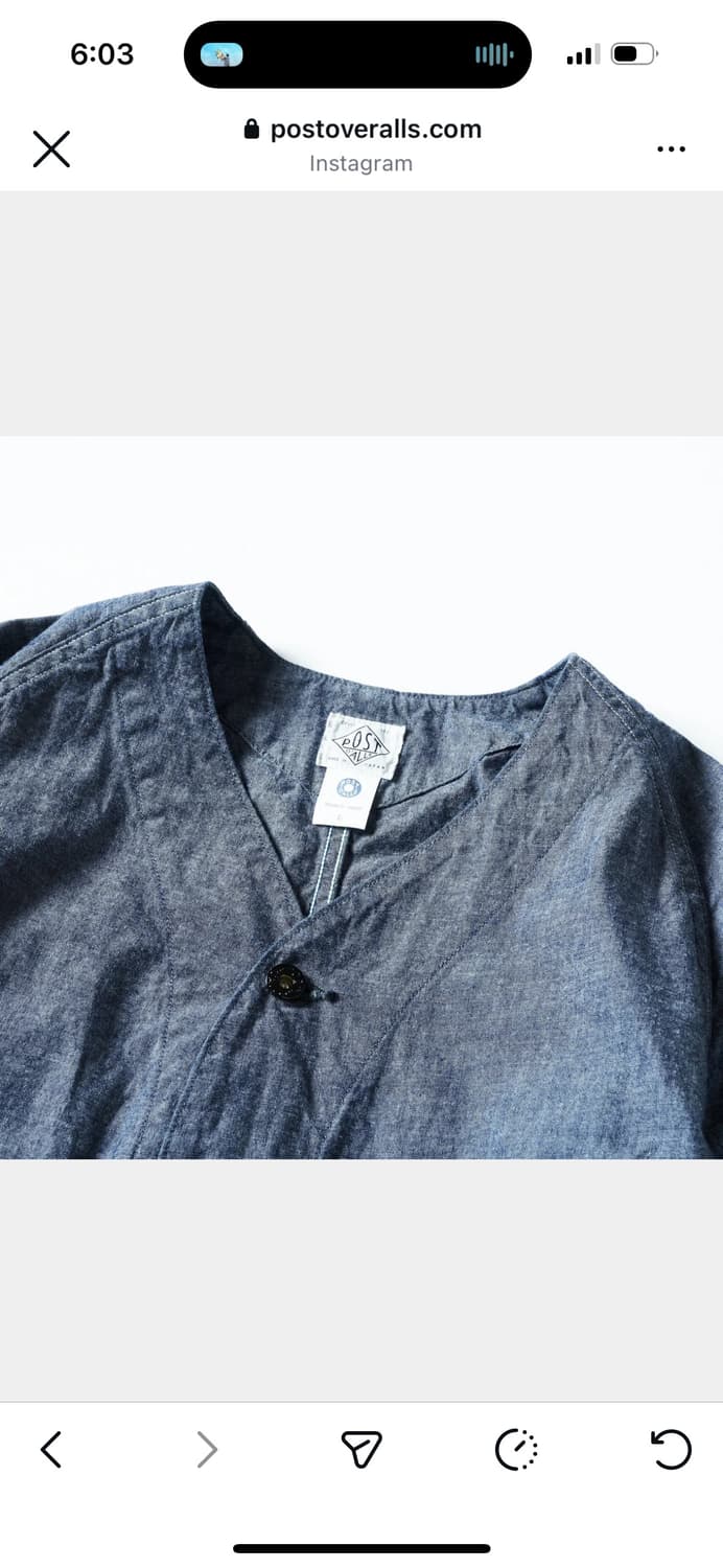 택포) 포스트오버롤즈 45dv 미디엄웨이트샴브레이 L사이즈 판매 상품이미지2