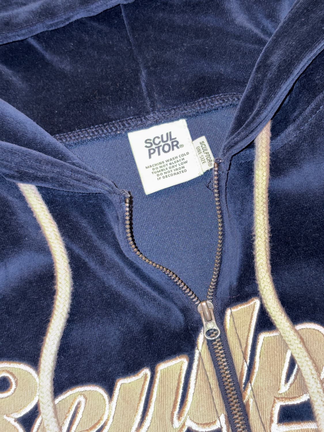 스컬프터 벨벳 후드집업/스커트 셋업 네이비 상품이미지5