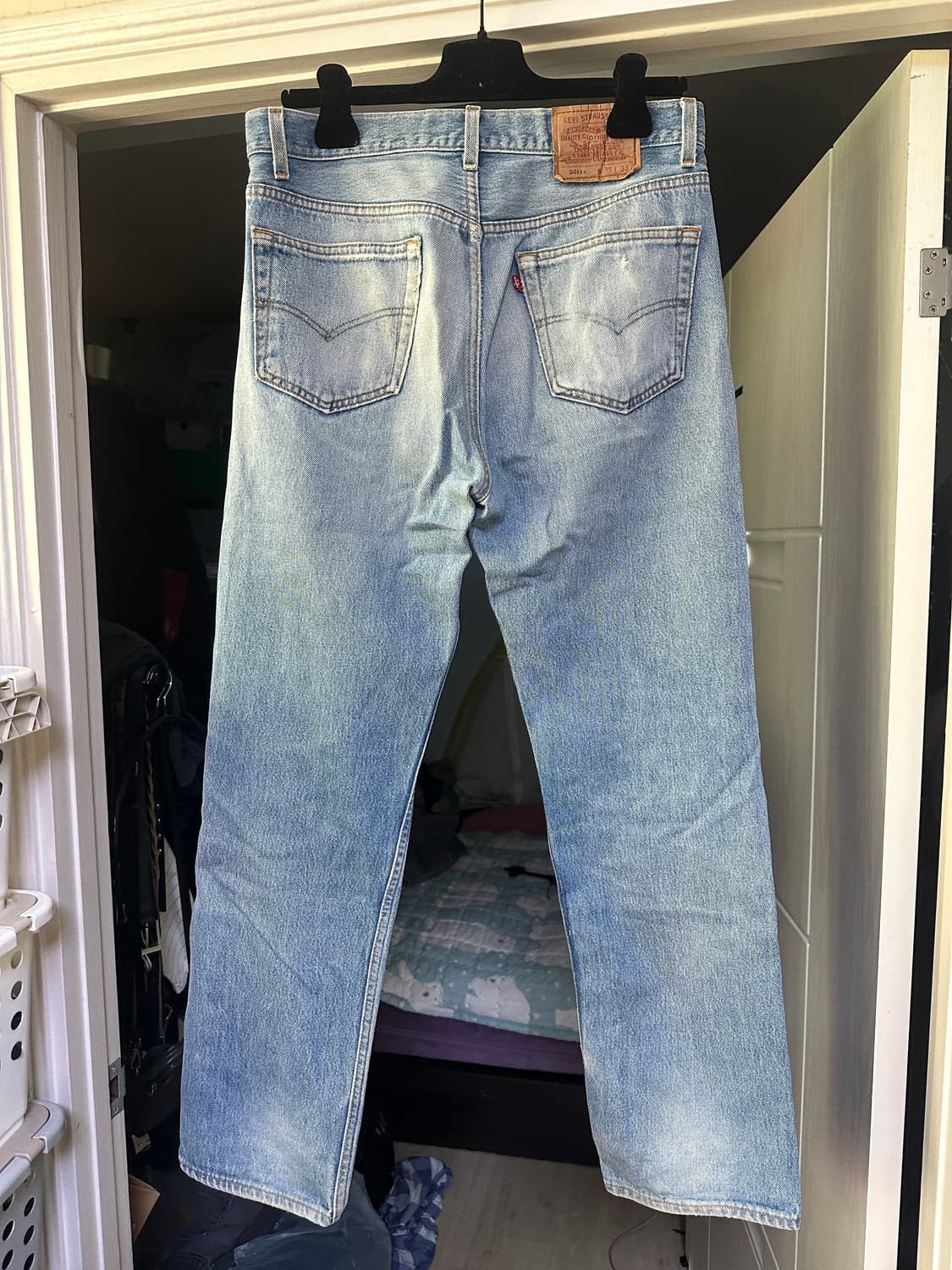 [35x33] 90s 리바이스 501xx 연청 데님 팬츠 상품이미지3