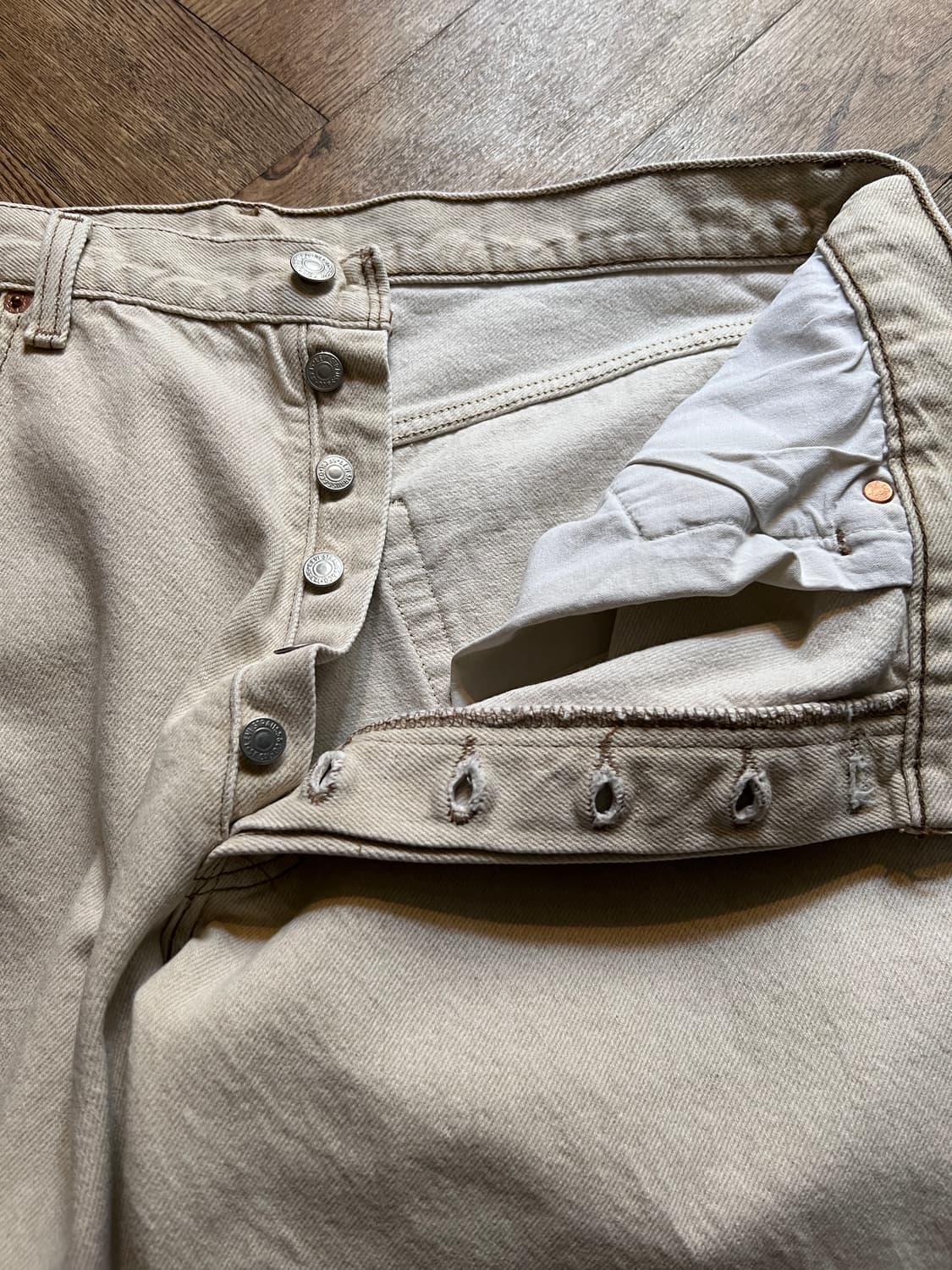 [38]90's 리바이스 501 USA Made 에크루 데님팬츠 S14 상품이미지3