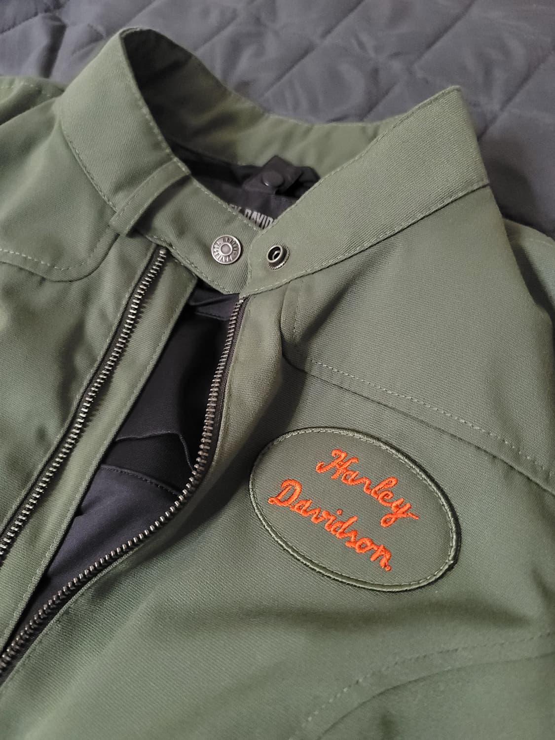 여성 할리데이비슨 카키색 자켓 L 야상 라이딩 라이더 바이크 바이커 상품이미지1