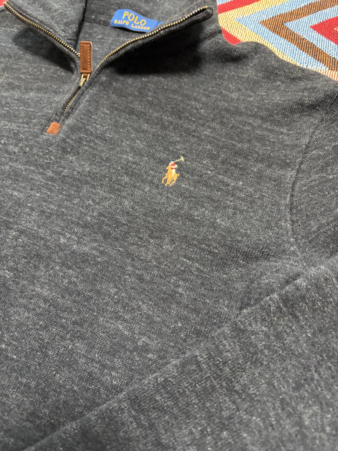 M) 폴로 랄프로렌 반집업 풀오버 코튼 니트 그레이 큐알탭 상품이미지3
