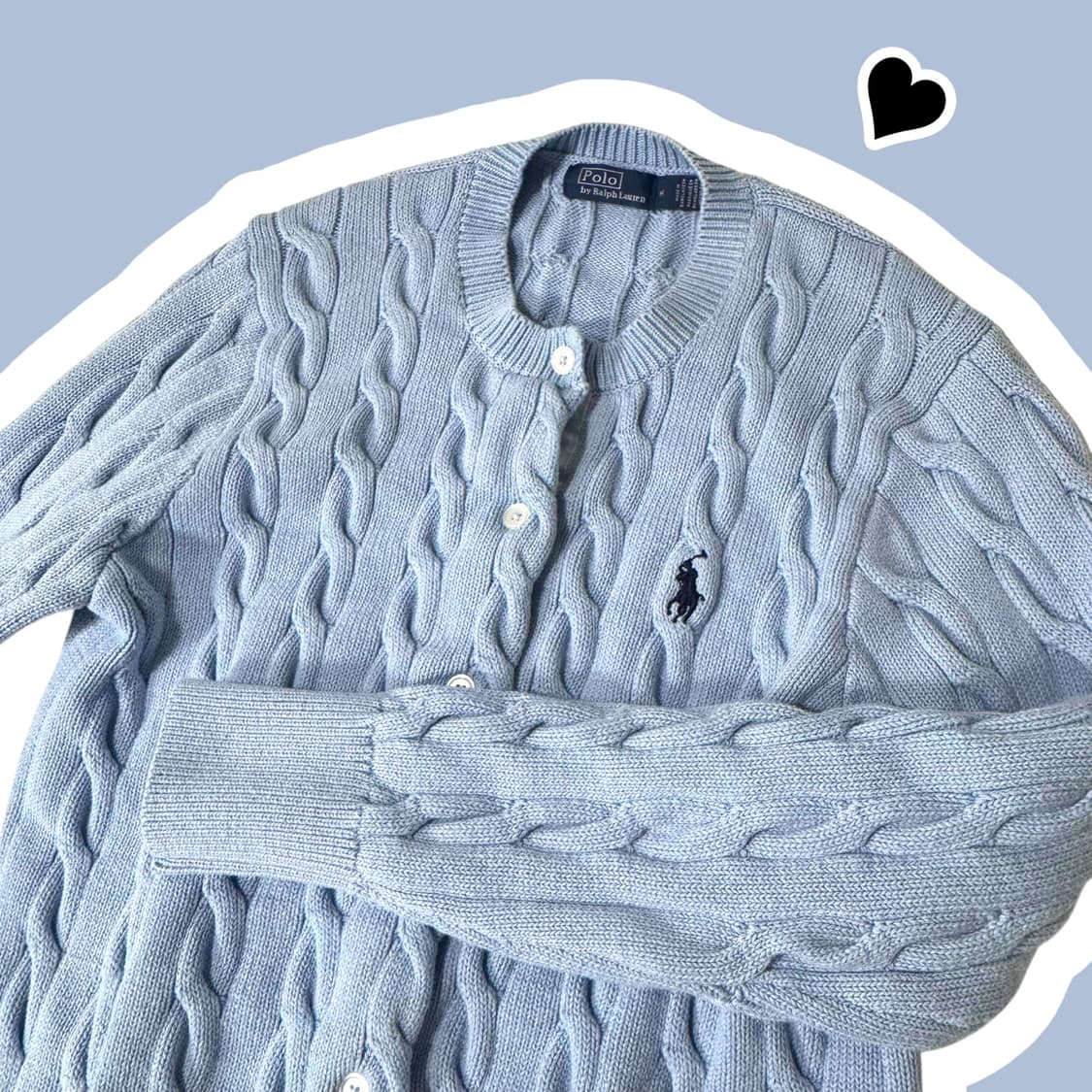 여성 신형 폴로 랄프로렌 소라색 꽈배기 가디건 상품이미지1