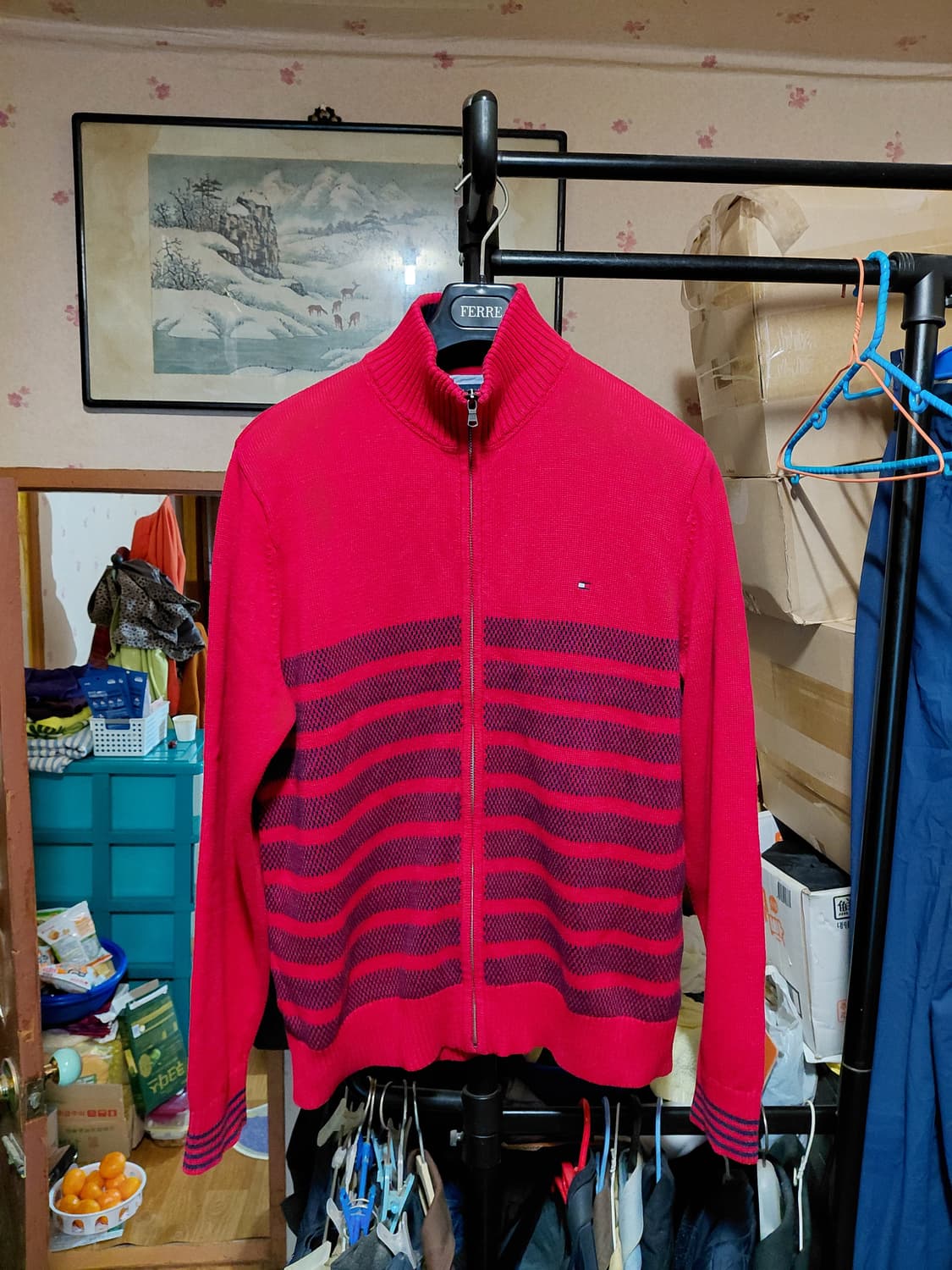 [타미힐피거]코튼 풀집업 가디건 L(105)사이즈 상품이미지1