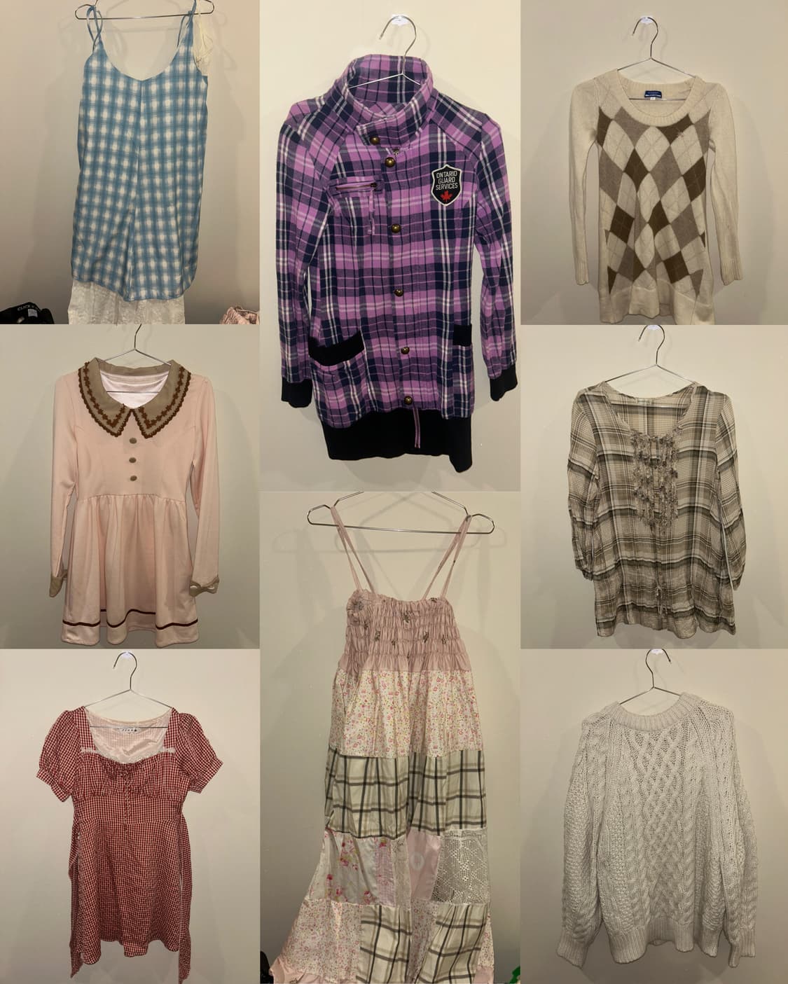 빈티지 옷 벼룩 할인 여성 원피스 모음 모리 버버리 체크 하이틴 니트 상품이미지1