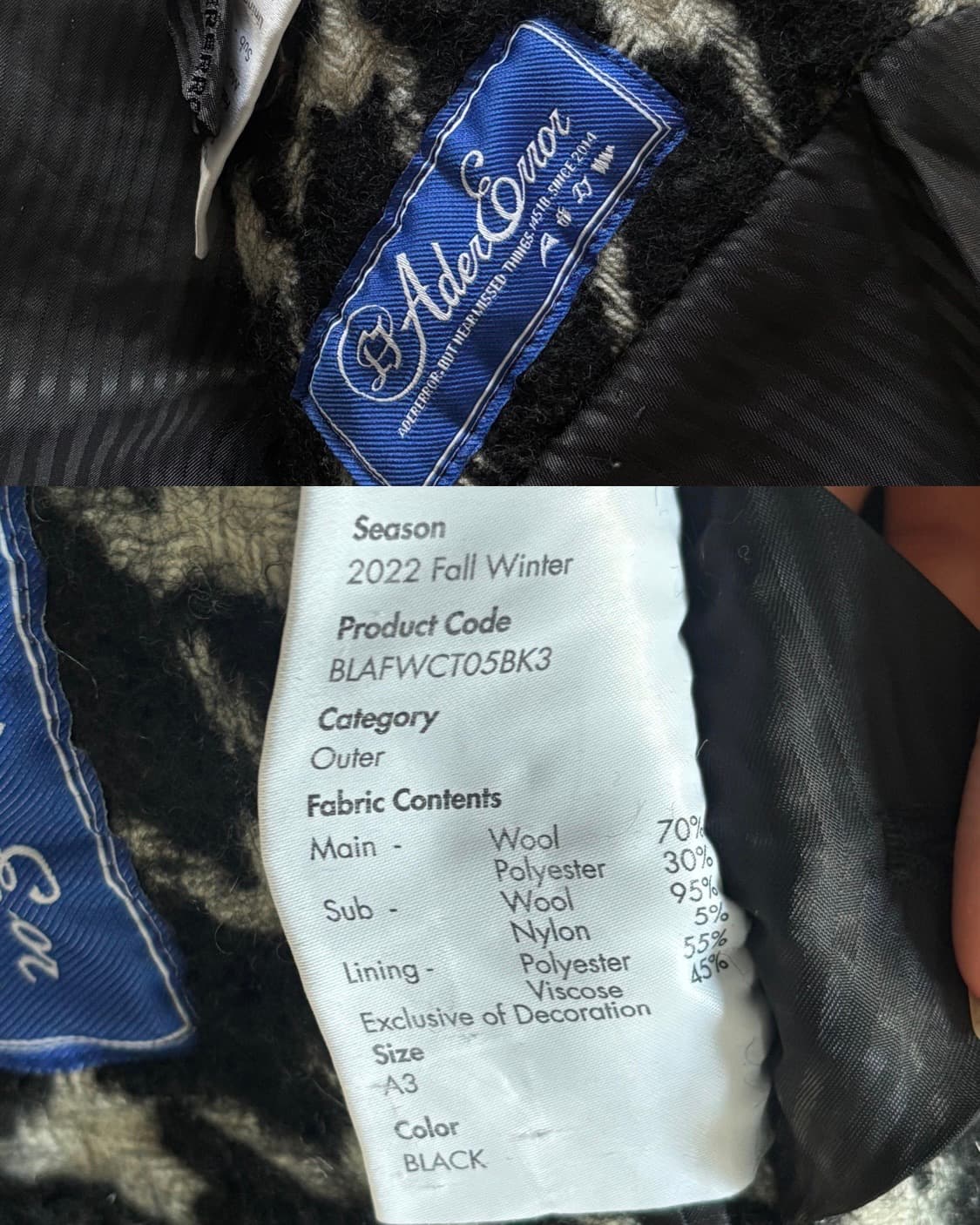 ADERERROR 아더에러 22FW 하운드투스패턴 트위드 자켓 상품이미지10