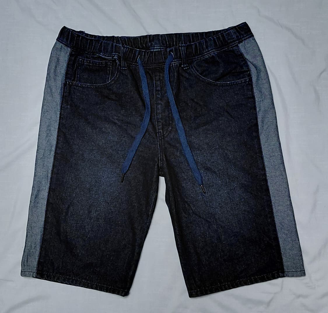 Doublefocus 사이드 배색 데님 밴딩 반바지 (XL/34~38) 상품이미지2