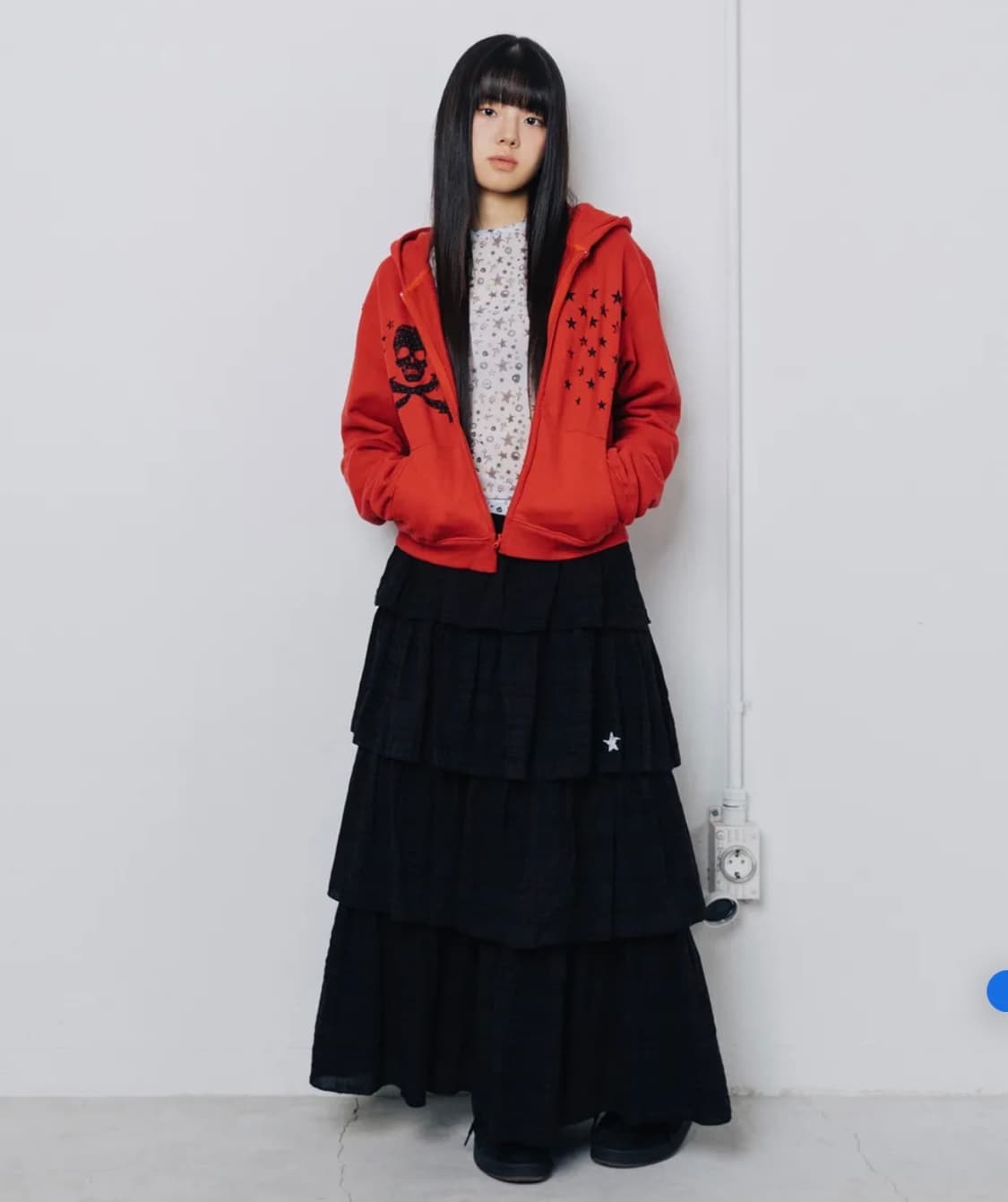 웹하우스 트위스터 체크 티어드 스커트 블랙 상품이미지3