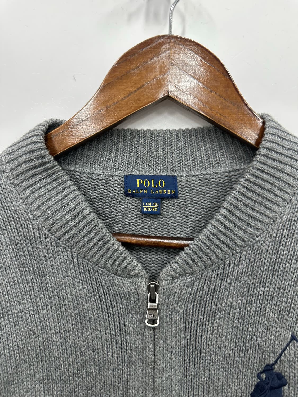 폴로 네이비 빅포니 그레이 니트 집업 상품이미지2