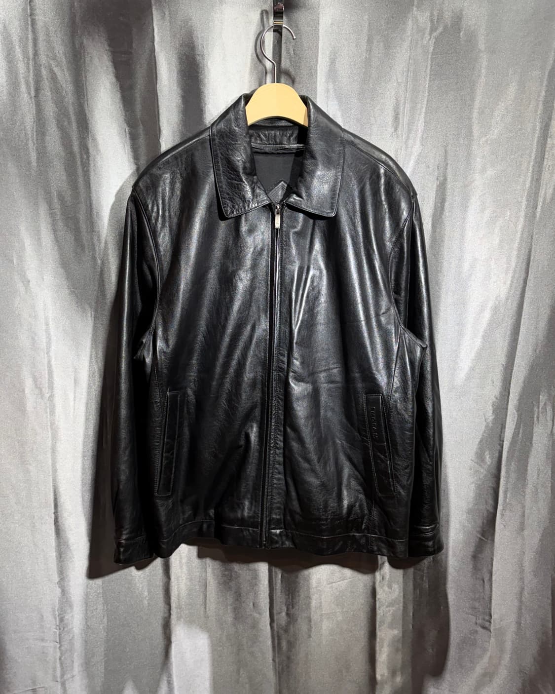 L 글로시 쉽스킨 내피 싱글 레더자켓 상품이미지2